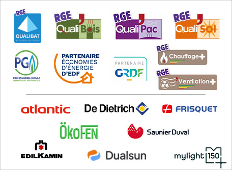 Nos certifications et marques partenaires de chauffage et climatisation - Leprêtre Energies